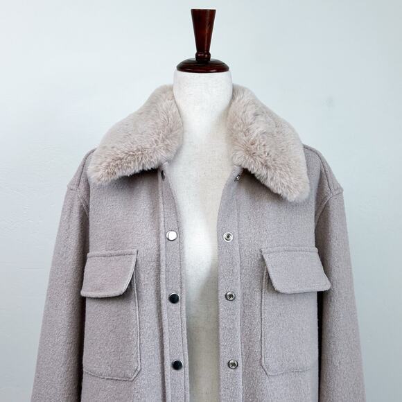 Dillard's A loves A Wool Blend Faux Fur Collar Shacket Coat - Picture 2 of 10